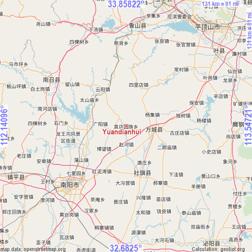 Yuandianhui on map