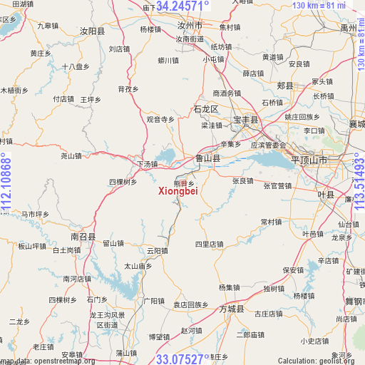 Xiongbei on map