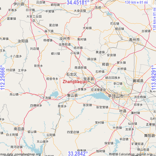 Zhangbaqiao on map