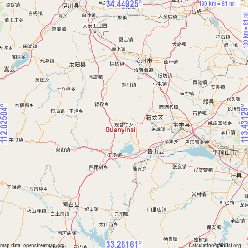 Guanyinsi on map