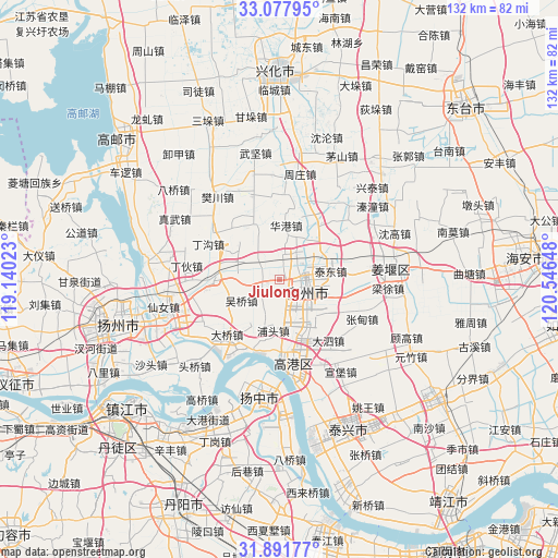 Jiulong on map