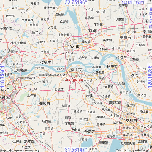 Jiangqiao on map