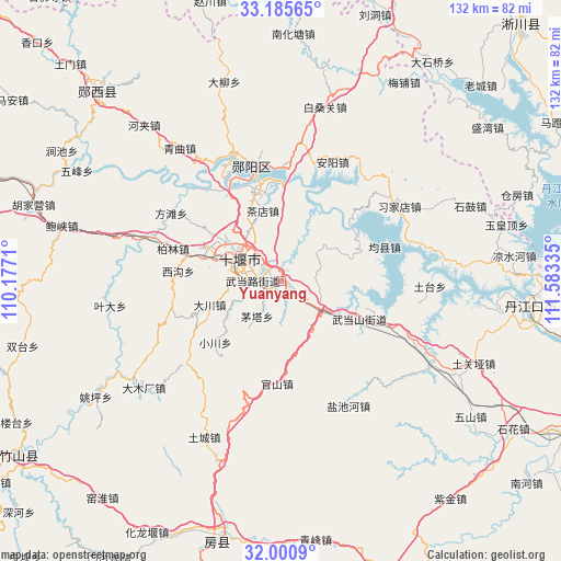 Yuanyang on map