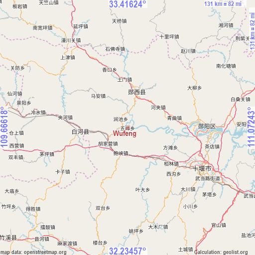 Wufeng on map