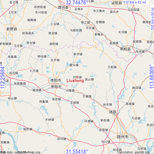 Liusheng on map