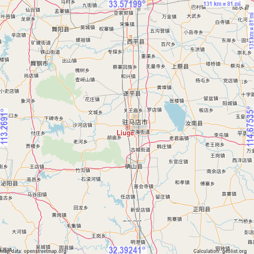 Liuge on map