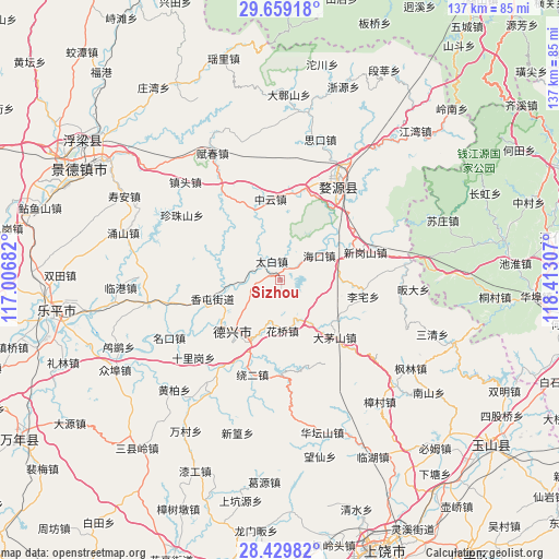 Sizhou on map