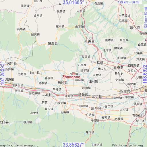 Zhaogong on map