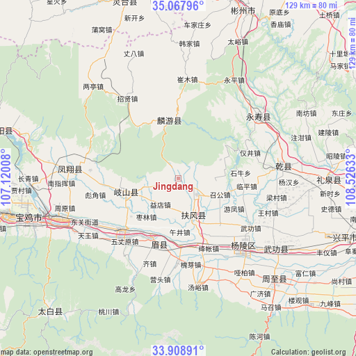 Jingdang on map