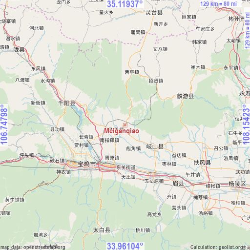 Meiganqiao on map