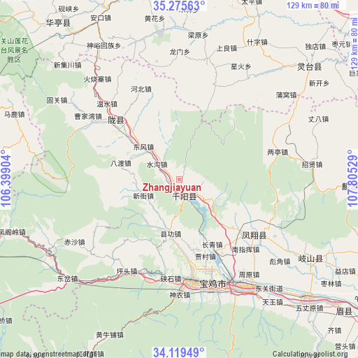 Zhangjiayuan on map