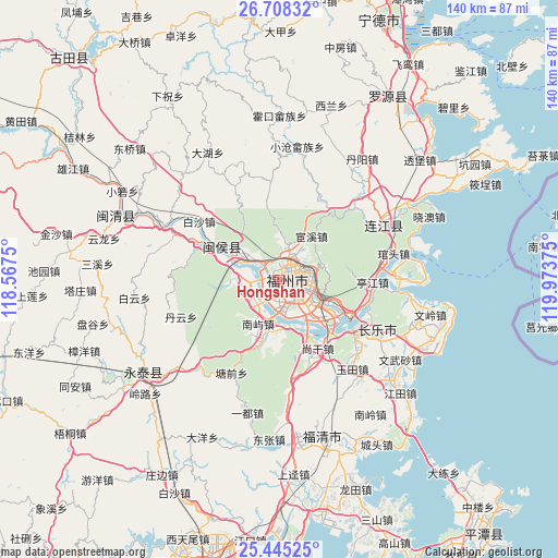 Hongshan on map