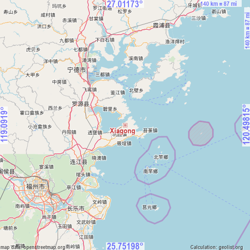 Xiagong on map