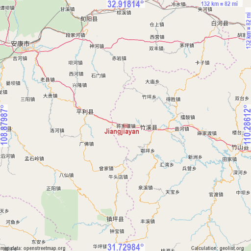 Jiangjiayan on map