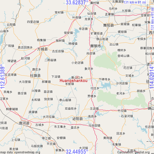 Huangshankou on map