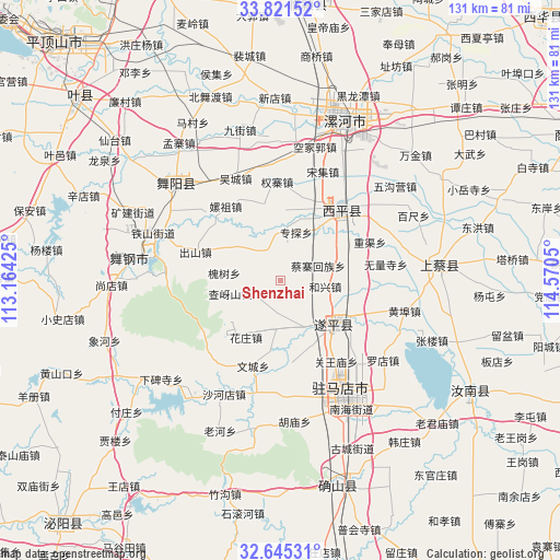 Shenzhai on map