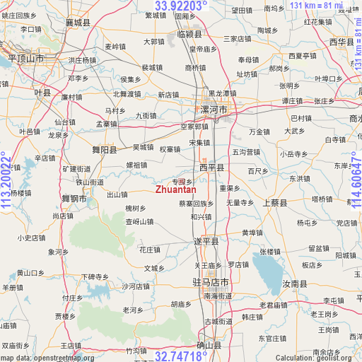 Zhuantan on map