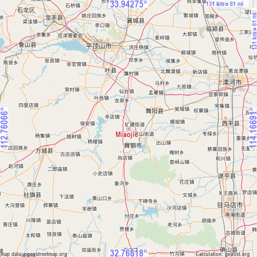 Miaojie on map