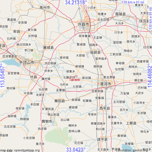 Taiwei on map