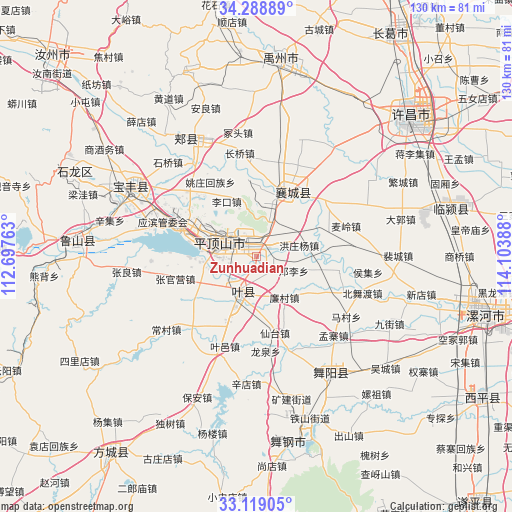 Zunhuadian on map