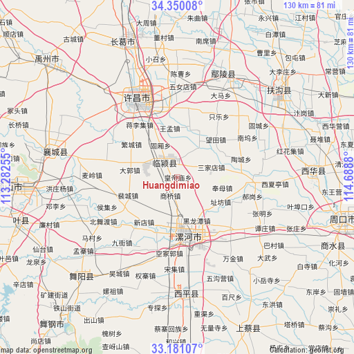Huangdimiao on map