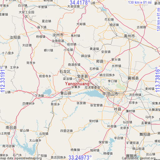 Yangzhuang on map