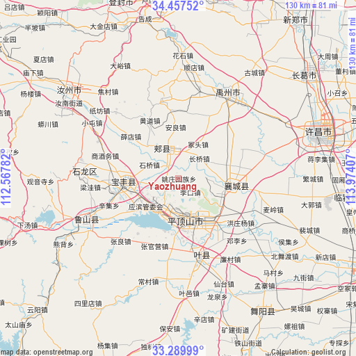 Yaozhuang on map