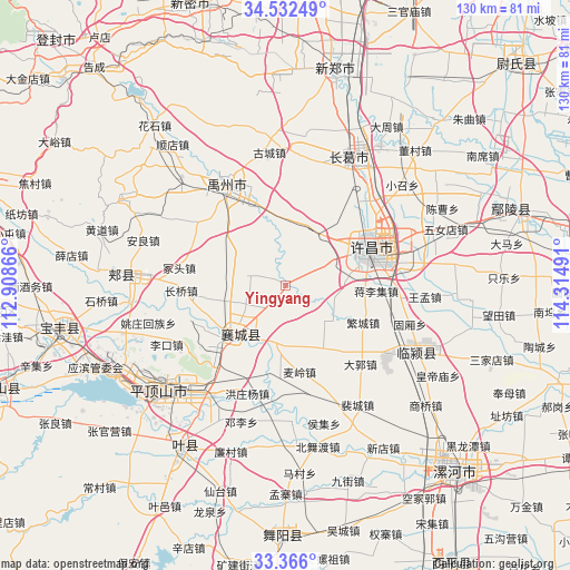 Yingyang on map