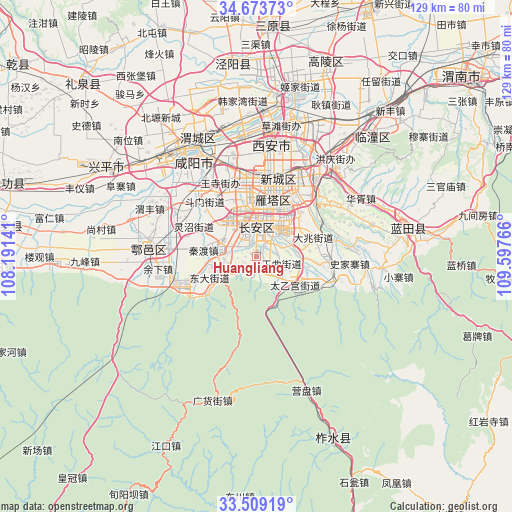 Huangliang on map