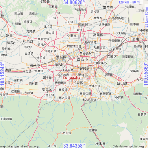 Yuhuazhai on map