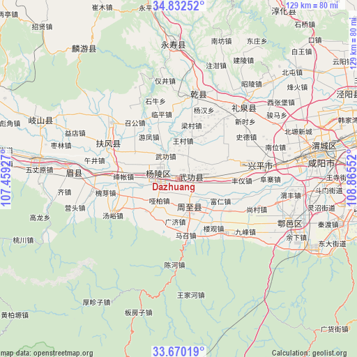 Dazhuang on map