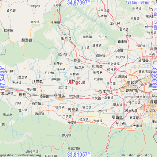 Jiangcun on map