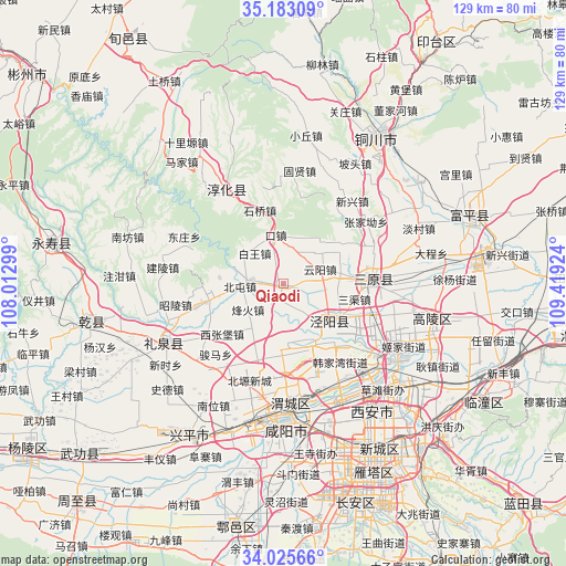 Qiaodi on map