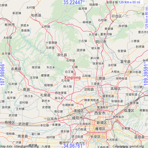 Xinglong on map