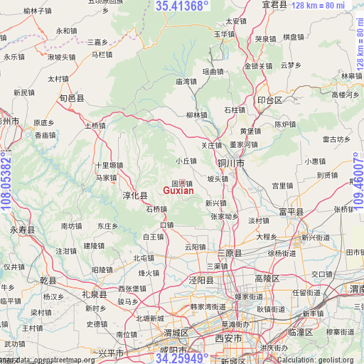 Guxian on map