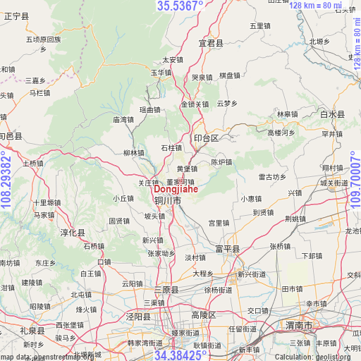 Dongjiahe on map