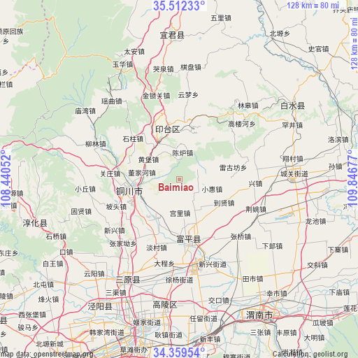 Baimiao on map