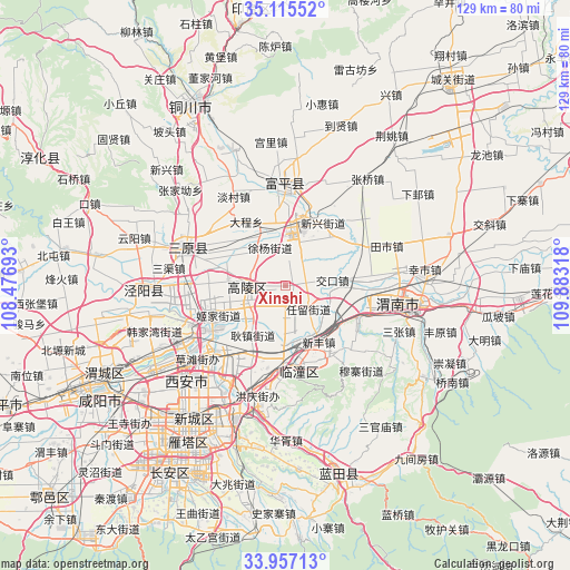 Xinshi on map