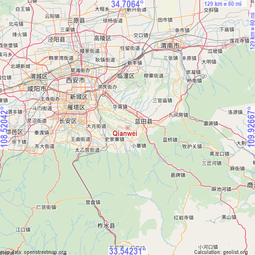 Qianwei on map