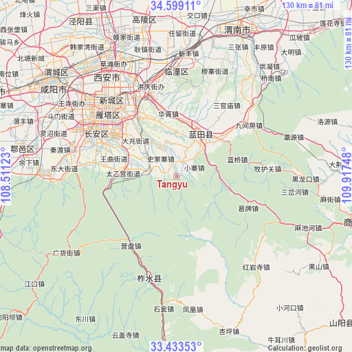 Tangyu on map