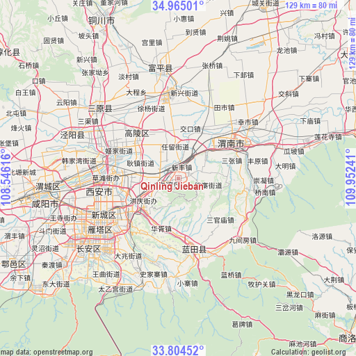 Qinling Jieban on map