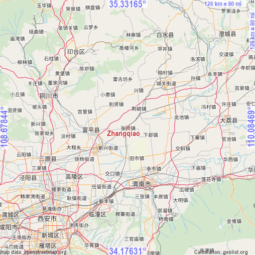 Zhangqiao on map