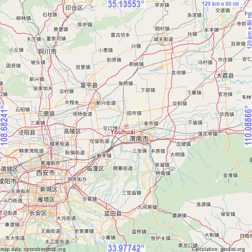 Youhuai on map