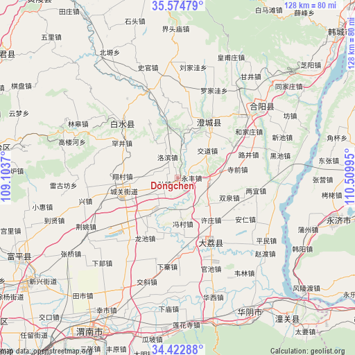 Dongchen on map