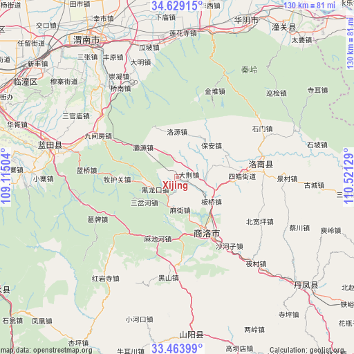 Xijing on map