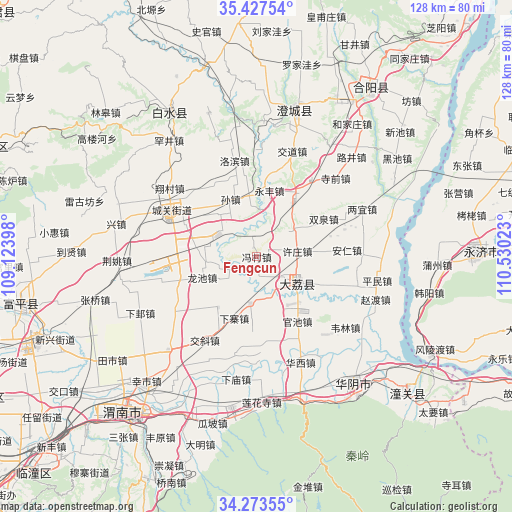 Fengcun on map