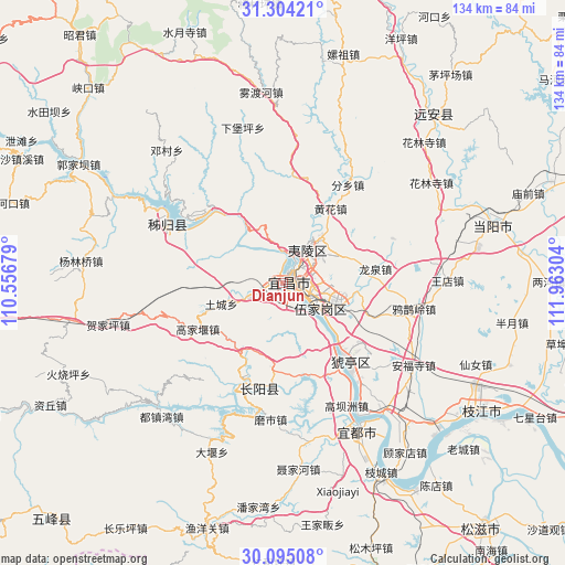 Dianjun on map