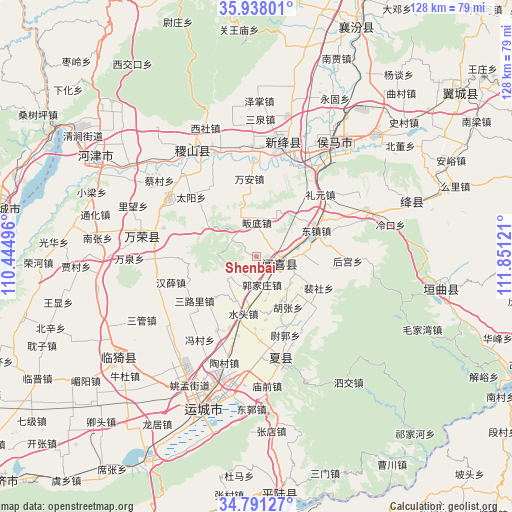 Shenbai on map