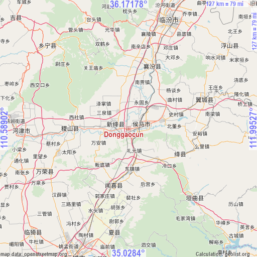 Donggaocun on map