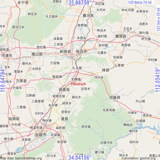 Houcun on map